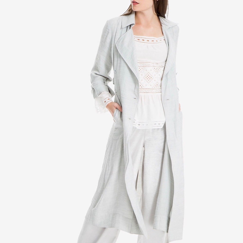 Max Studio London Light Grey Tie Sleeve Jacket NWT